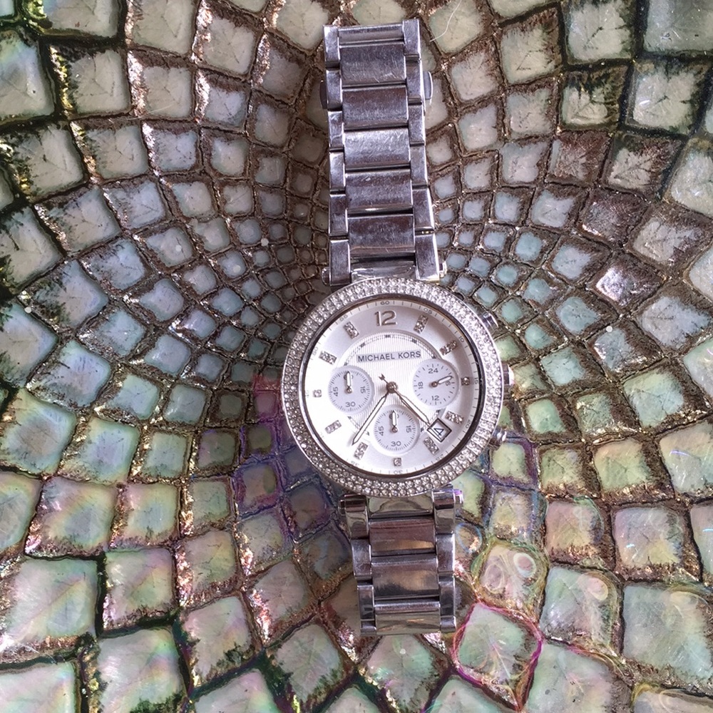 MK Silver studded watch
